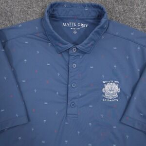 Matte Grey Whistling Straits Polo Shirt Mens M Blue Desert AOP Golf Performance